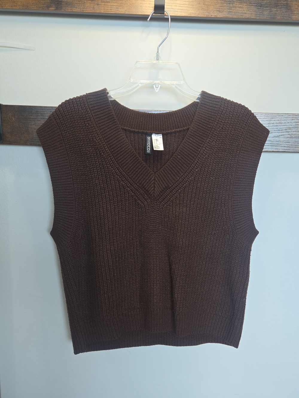 Divided Brown Knit V-Neck Sweater Vest